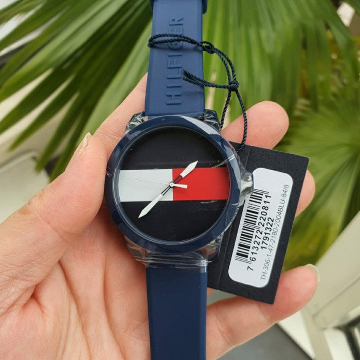  Shop Authentic Tommy Hilfiger Denim Quartz Blue Dial Blue Rubber Strap Watch for Men - 1791322 - Luxxuri