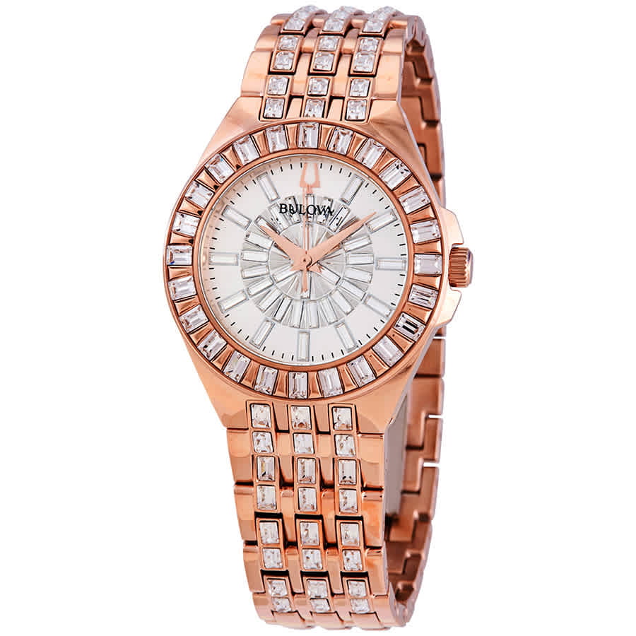  Shop Authentic Bulova Phantom White Dial with Swarovski Baguettes Rose Gold Steel Strap Watch for Women - 98L268 - Luxxuri