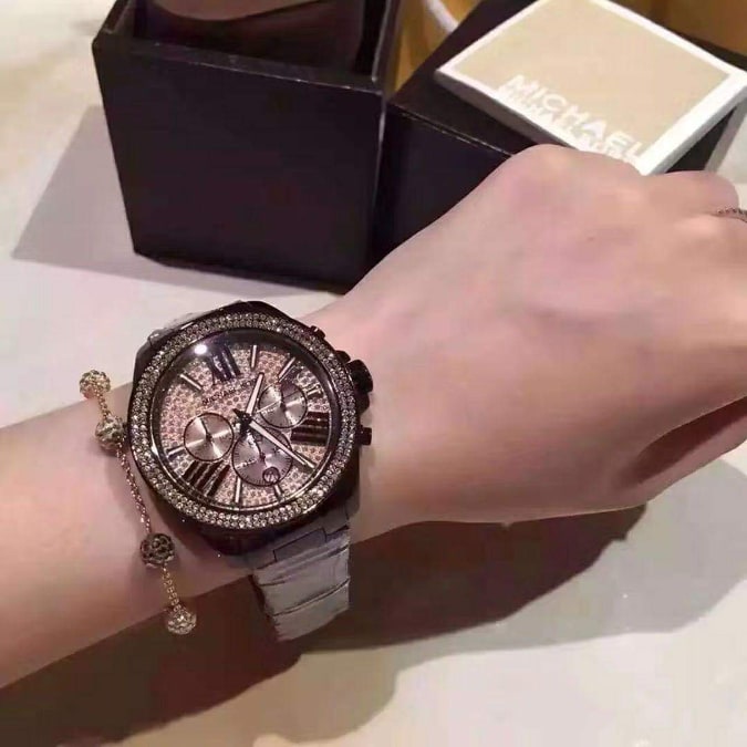  Shop Authentic Michael Kors Wren Chronograph Gold Diamonds Dial Black Steel Strap Watch for Women - MK5879 - Luxxuri