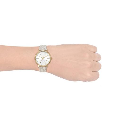  Shop Authentic Michael Kors Pyper Quartz Silver Dial White Leather Strap Watch For Women - MK2858 - Luxxuri