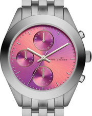  Shop Authentic Marc Jacobs Peeker Chronograph Pink Dial Silver Steel Strap Watch for Women - MBM3372 - Luxxuri