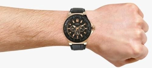  Shop Authentic Guess Force Analog Black Dial Black Leather Strap Watch For Men - W0674G6 - Luxxuri