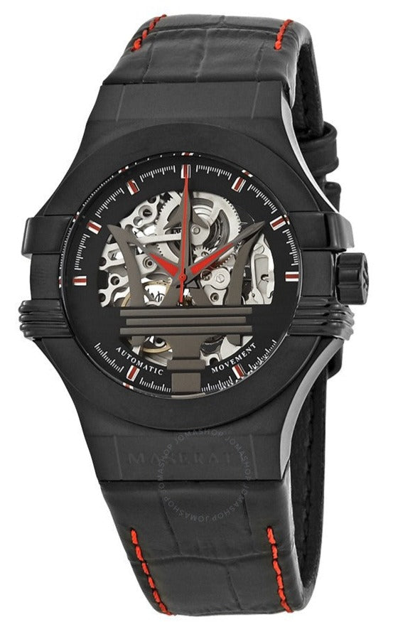  Shop Authentic Maserati Potenza Automatic Black Dial Black Leather Strap Watch For Men - R8821108008 - Luxxuri
