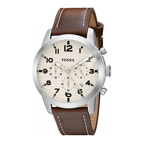  Shop Authentic Fossil Pilot Chronograph White Dial Brown Leather Strap Watch for Men - FS5146 - Luxxuri