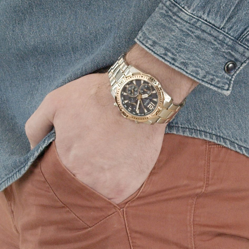  Shop Authentic Guess Commander Chronograph Blue Dial Two Tone Steel Strap Watch for Men - GW0056G5 - Luxxuri
