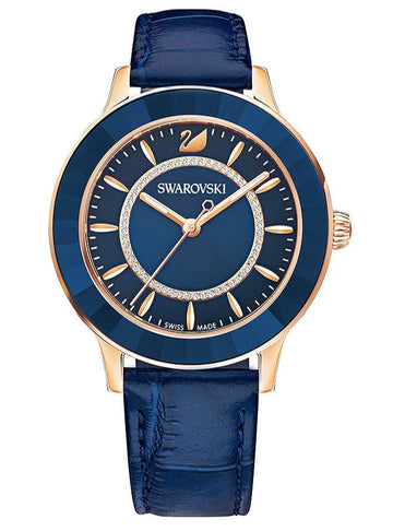  Shop Authentic Swarovski Octea Lux Blue Dial Blue Leather Strap Watch for Women - 5414413 - Luxxuri