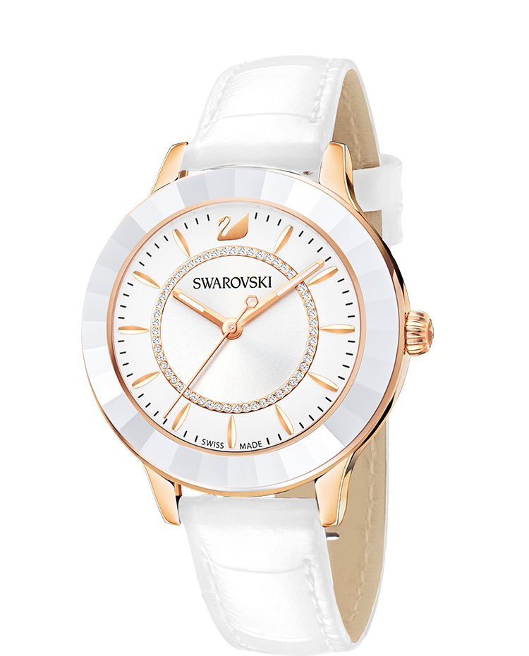  Shop Authentic Swarovski Octea Lux White Dial White Leather Strap Watch for Women - 5414416 - Luxxuri