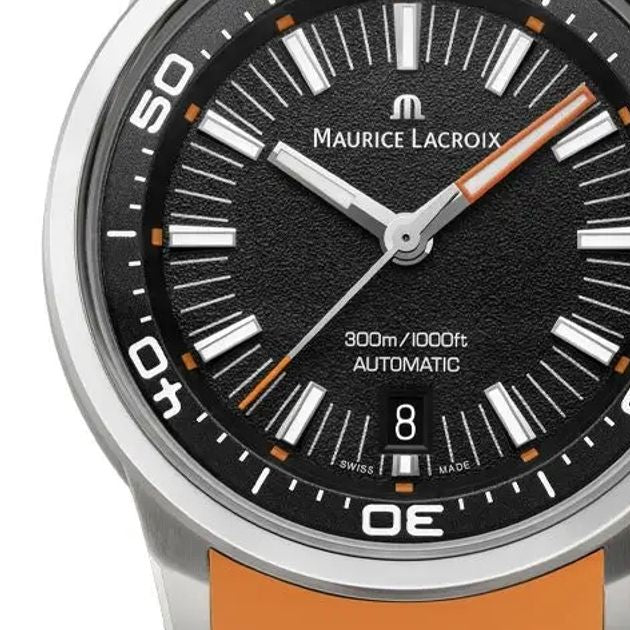  Shop Authentic Maurice Lacroix Pontos S Diver Black Dial Orange Rubber Strap Watch For Men - PT6248-SS00L-330-J - Luxxuri