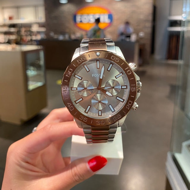  Shop Authentic Fossil Bannon Multifunction Brown Dial Two Tone Steel Strap Watch for Men - BQ2502 - Luxxuri