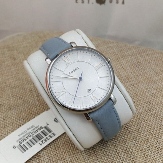  Shop Authentic Fossil Jacqueline White Dial Light Blue Leather Strap Watch for Women - ES3821 - Luxxuri