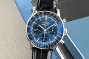  Shop Authentic Breitling Navitimer B01 Chronograph 41 Blue Dial Black Leather Strap Watch for Men - AB0139241C1P1 - Luxxuri