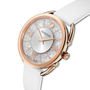  Shop Authentic Swarovski Crystalline Glam Silver Dial White Leather Strap Watch for Women - 5452459 - Luxxuri