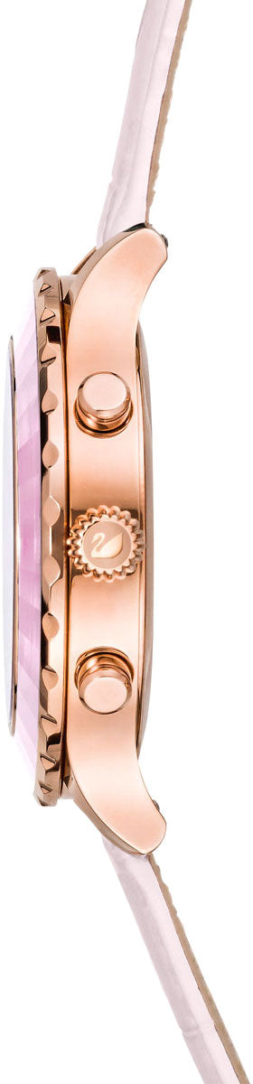  Shop Authentic Swarovski Octea Lux Chrono Pink Dial Pink Leather Strap Watch for Women - 5452501 - Luxxuri