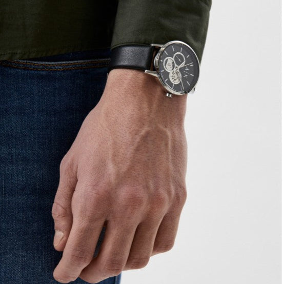  Shop Authentic Armani Exchange Cayde Chronograph Black Dial Black Leather Strap Watch for Men - AX2745 - Luxxuri
