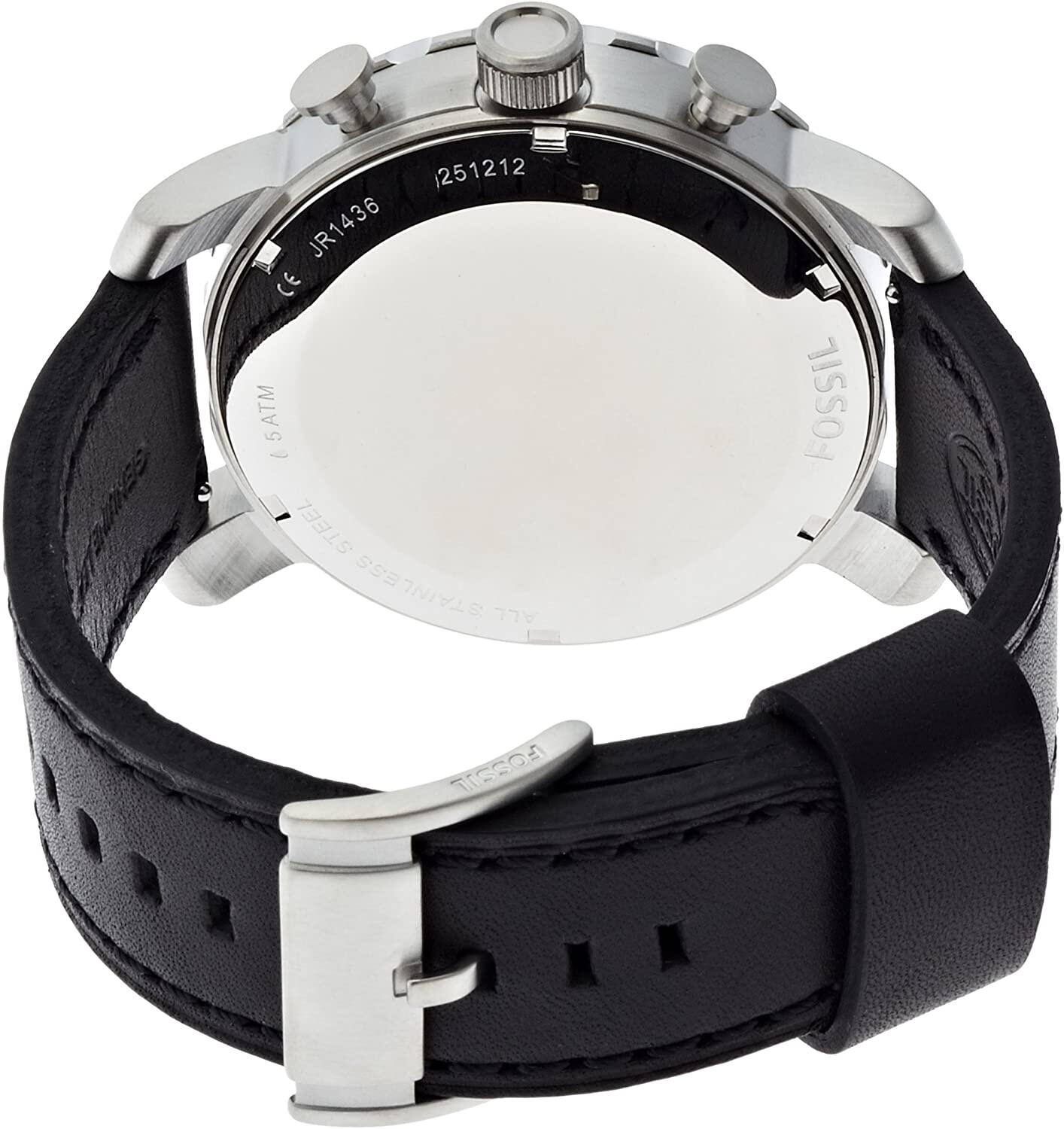  Shop Authentic Fossil Nate Chronograph Black Dial Black Leather Strap Watch for Men - JR1436 - Luxxuri