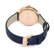  Shop Authentic Swarovski Crystal Frost Blue Dial Blue Leather Strap Watch for Women - 5484061 - Luxxuri