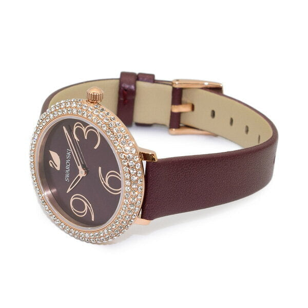  Shop Authentic Swarovski Crystal Frost Red Dial Red Leather Strap Watch for Women - 5484064 - Luxxuri