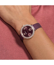  Shop Authentic Swarovski Crystal Frost Red Dial Red Leather Strap Watch for Women - 5484064 - Luxxuri