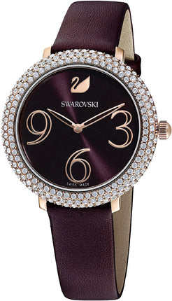  Shop Authentic Swarovski Crystal Frost Red Dial Red Leather Strap Watch for Women - 5484064 - Luxxuri