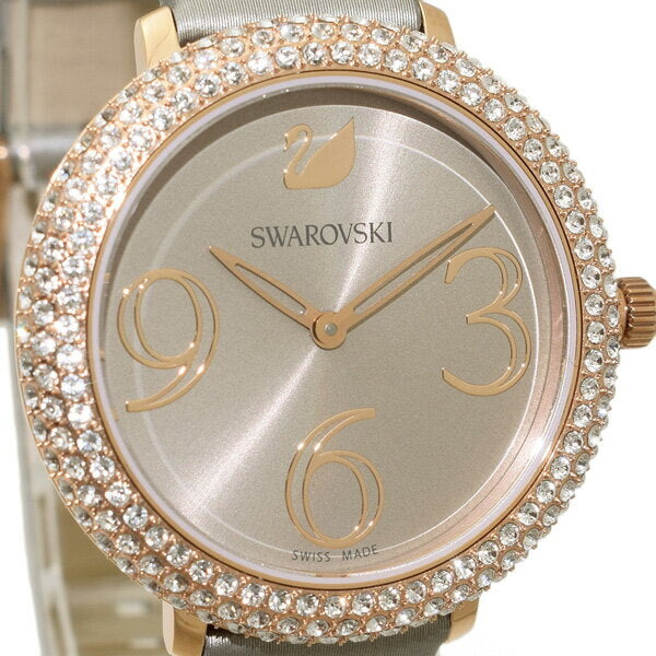  Shop Authentic Swarovski Crystal Frost Grey Dial Grey Leather Strap Watch for Women - 5484067 - Luxxuri