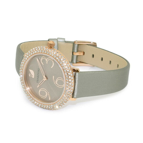  Shop Authentic Swarovski Crystal Frost Grey Dial Grey Leather Strap Watch for Women - 5484067 - Luxxuri