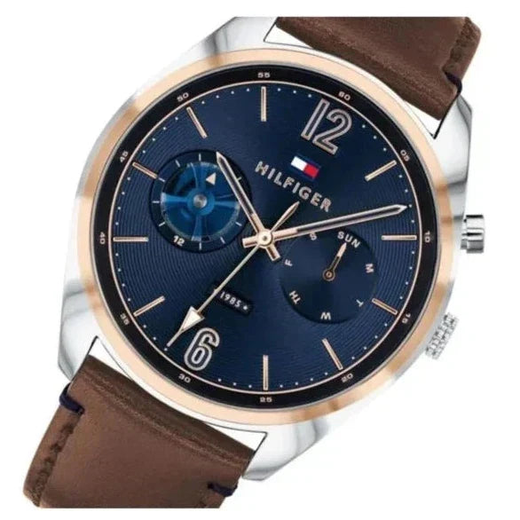  Shop Authentic Tommy Hilfiger Deacan Blue Dial Brown Leather Strap Watch for Men - 1791549 - Luxxuri