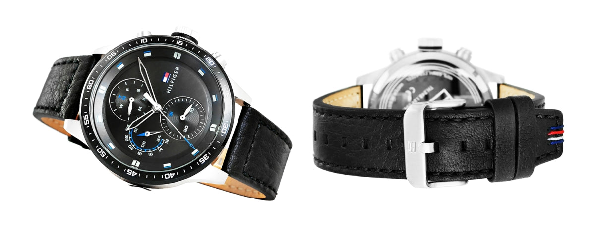  Shop Authentic Tommy Hilfiger Trent Chronograph Quartz Black Dial Black Leather Strap Watch For Men - 1791810 - Luxxuri