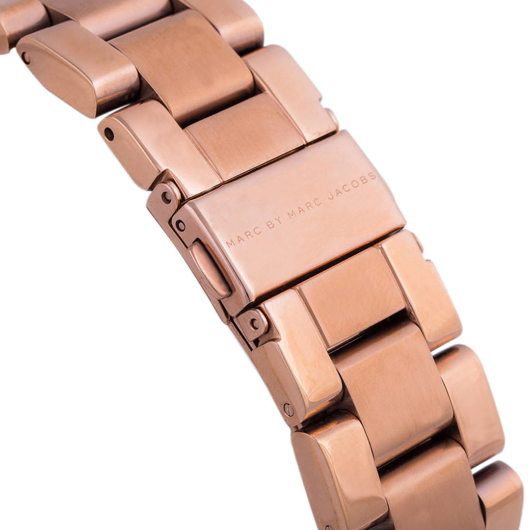  Shop Authentic Marc Jacobs Rock Chronograph Mother of Pearl Red Dial Rose Gold Steel Strap Unisex Watch - MBM3251 - Luxxuri