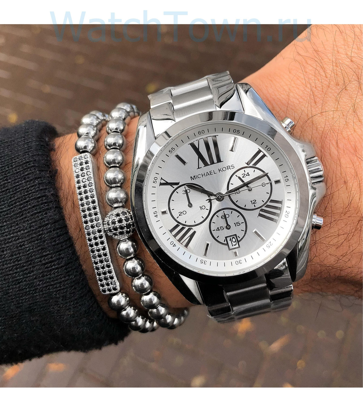  Shop Authentic Michael Kors Bradshaw Silver Dial Silver Steel Strap Watch for Men - MK5535 - Luxxuri