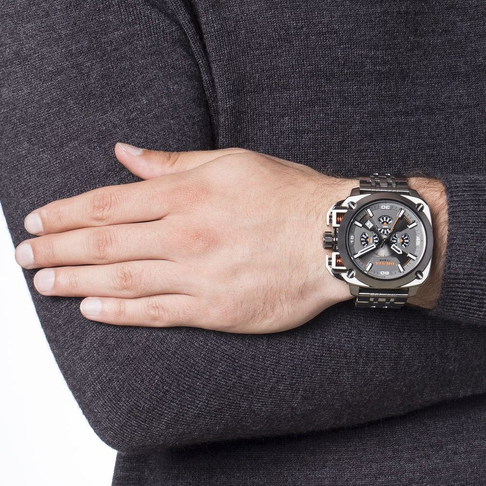  Shop Authentic Diesel BAMF Chronograph Gray Dial Gray Steel Strap Watch For Men - DZ7344 - Luxxuri