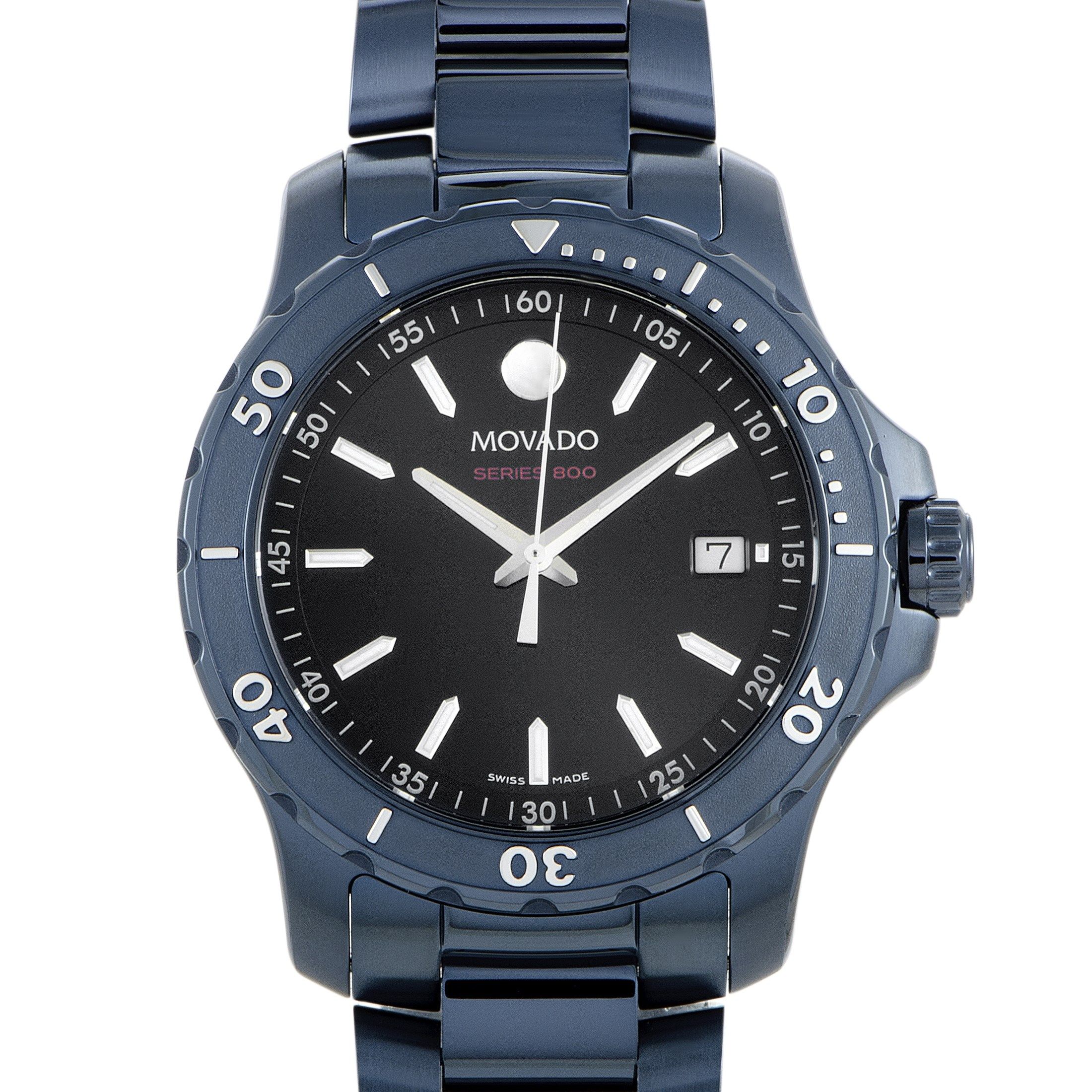  Shop Authentic Movado Series 800 Black Dial Blue Ion Plated Steel Strap Watch for Men - 2600139 - Luxxuri