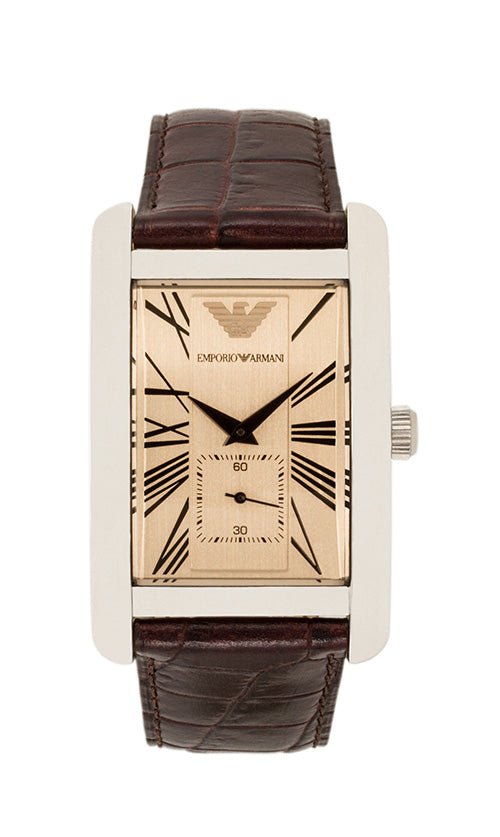 Shop Authentic Emporio Armani Classic Beige Dial Brown Leather Strap Watch For Men - AR0154 - Luxxuri