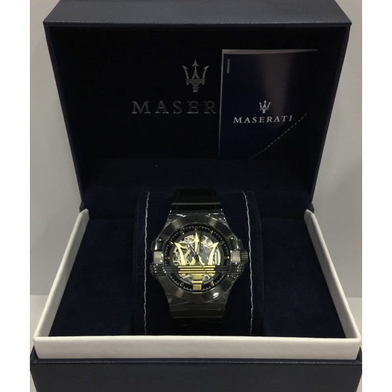  Shop Authentic Maserati Potenza Automatic Black Dial Black Leather Strap Watch For Men - R8821108036 - Luxxuri