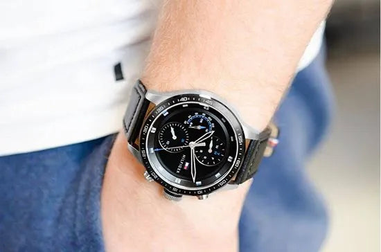  Shop Authentic Tommy Hilfiger Trent Chronograph Quartz Black Dial Black Leather Strap Watch For Men - 1791810 - Luxxuri
