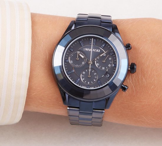  Shop Authentic Swarovski Octea Lux Sport Chronograph Blue Dial Blue Steel Strap Watch for Women - 5610475 - Luxxuri