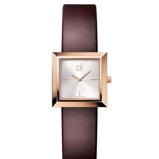  Shop Authentic Calvin Klein Mark White Dial Brown Leather Strap Watch for Women - K3R236G6 - Luxxuri