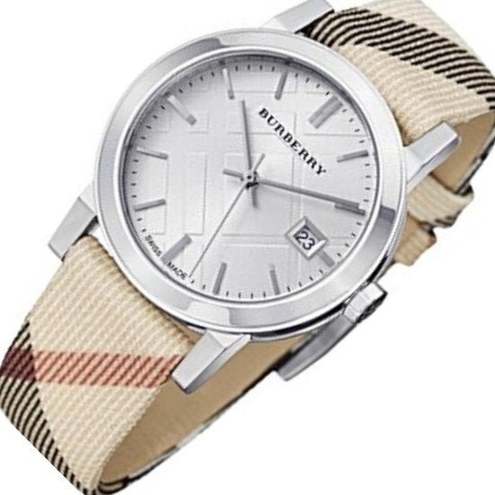  Shop Authentic Burberry The City Nova Silver Dial White Leather Strap Watch for Women - BU9022 - Luxxuri