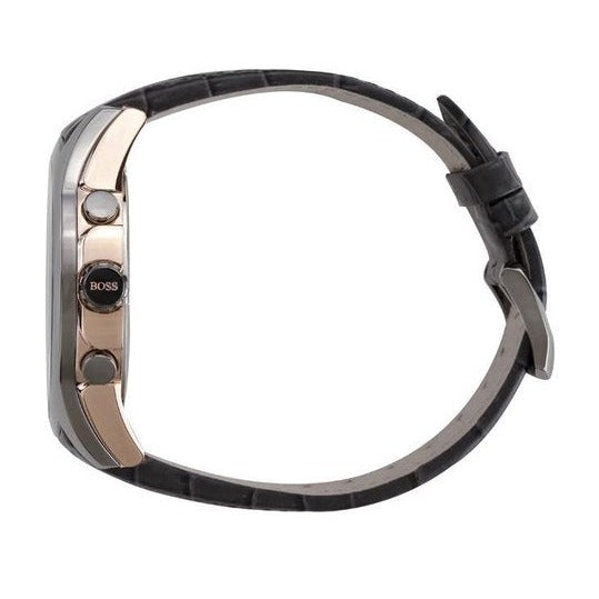  Shop Authentic Hugo Boss Onyx Chronograph Grey Dial Black Leather Strap Watch For Men - HB1513366 - Luxxuri
