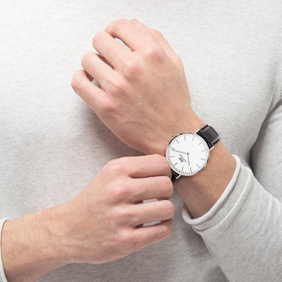  Shop Authentic Daniel Wellington Classic Sheffield White Dial Black Leather Strap Watch For Men - DW00100020 - Luxxuri