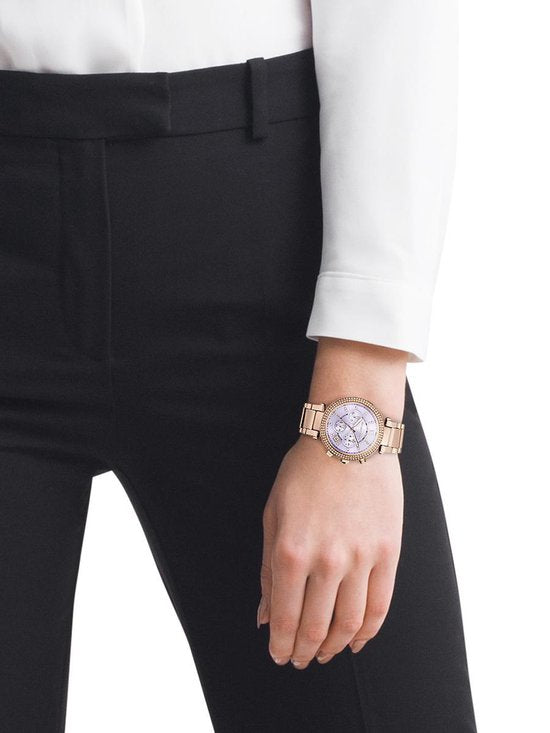  Shop Authentic Michael Kors Parker Purple Dial Rose Gold Steel Strap Watch for Women - MK6169 - Luxxuri
