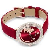  Shop Authentic Swarovski Crystal Frost Red Dial Red Leather Strap Watch for Women - 5519226 - Luxxuri