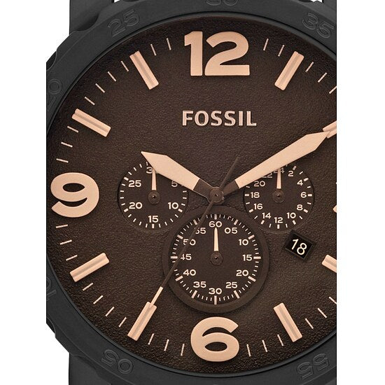  Shop Authentic Fossil Nate Chrongraph Ion Plated Black Dial Black Steel Strap Watch for Men - JR1356 - Luxxuri