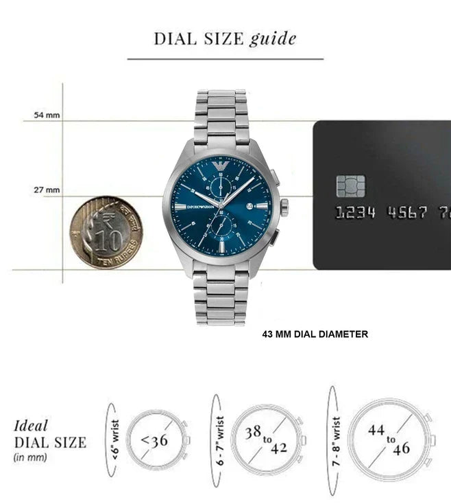  Shop Authentic Emporio Armani Claudio Chronograph Blue Dial Silver Steel Strap Watch For Men - AR11541 - Luxxuri