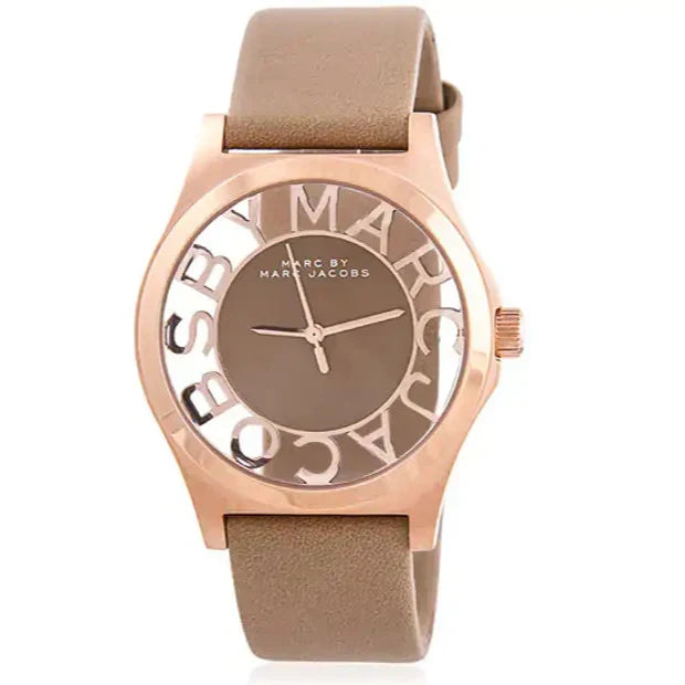  Shop Authentic Marc Jacobs Henry Dinky Skeleton Beige Dial Beige Leather Strap Watch for Women - MBM1245 - Luxxuri