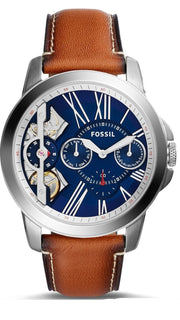  Shop Authentic Fossil Grant Twist Multifunction Blue Dial Brown Leather Strap Watch for Men - ME1161 - Luxxuri