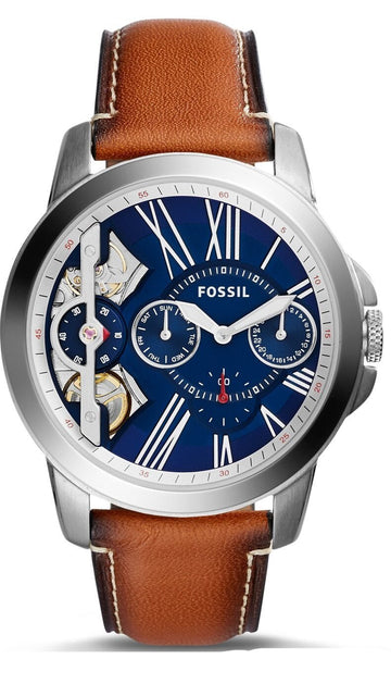  Shop Authentic Fossil Grant Twist Multifunction Blue Dial Brown Leather Strap Watch for Men - ME1161 - Luxxuri