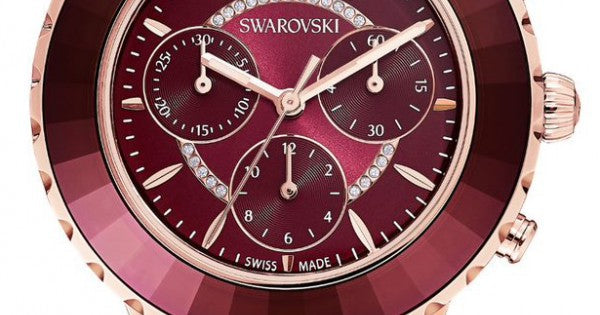  Shop Authentic Swarovski Octea Lux Chrono Red Dial Red Leather Strap Watch for Women - 5547642 - Luxxuri