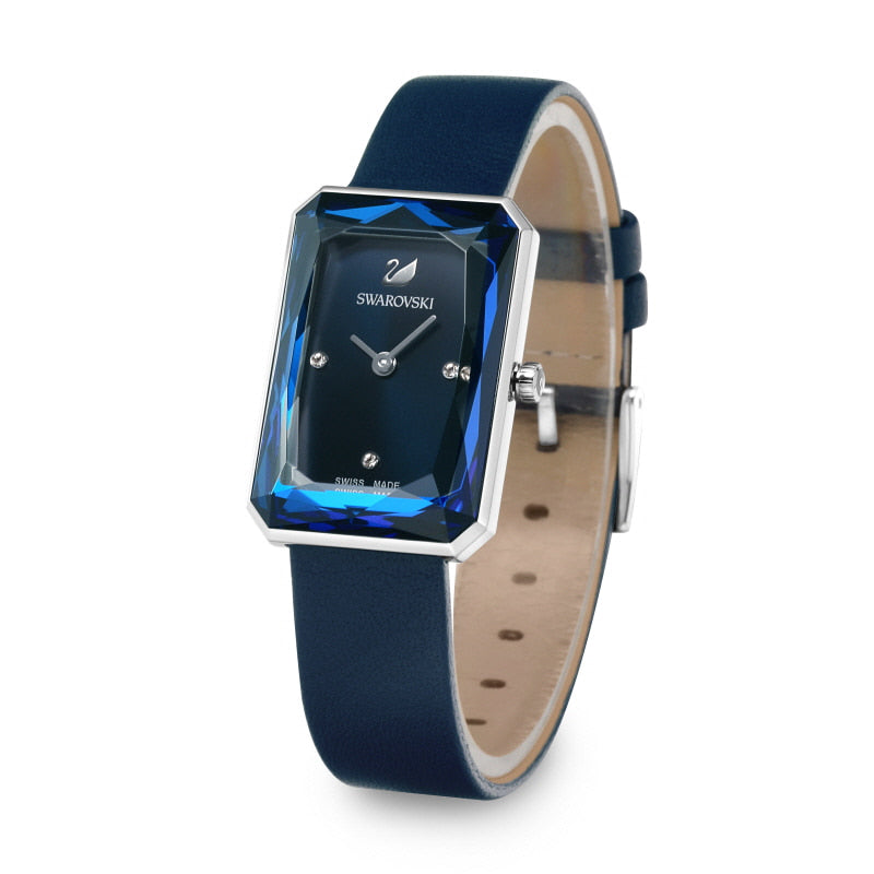  Shop Authentic Swarovski Uptown Crystal Blue Dial Blue Leather Strap Watch for Women - 5547713 - Luxxuri