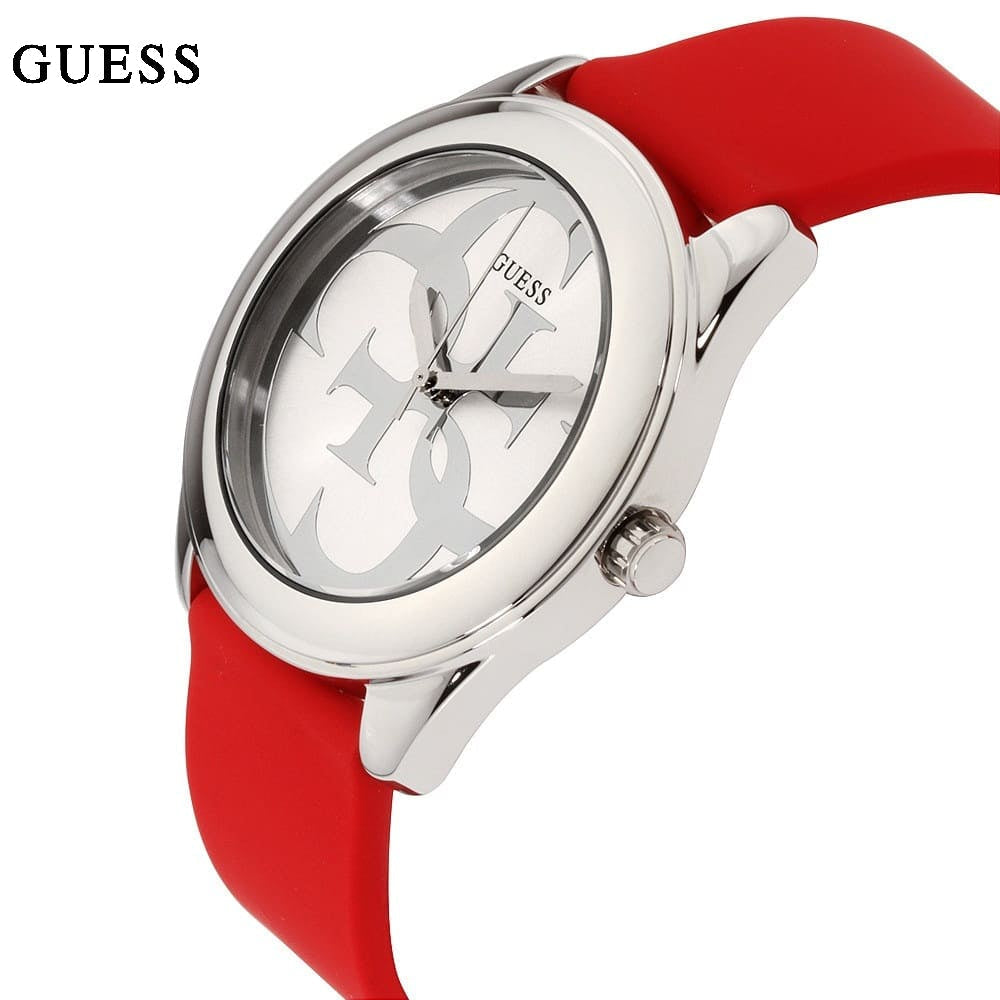  Shop Authentic Guess G-Twist Silver Dial Red Rubber Strap Watch for Women - W0911L9 - Luxxuri