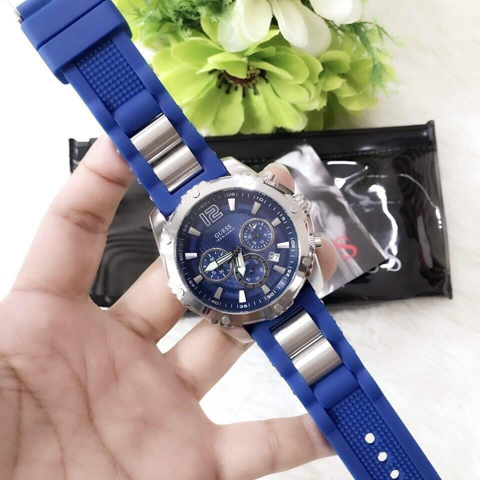  Shop Authentic Guess Sport Multifunction Blue Dial Blue Rubber Strap Watch For Men - W0167G3 - Luxxuri